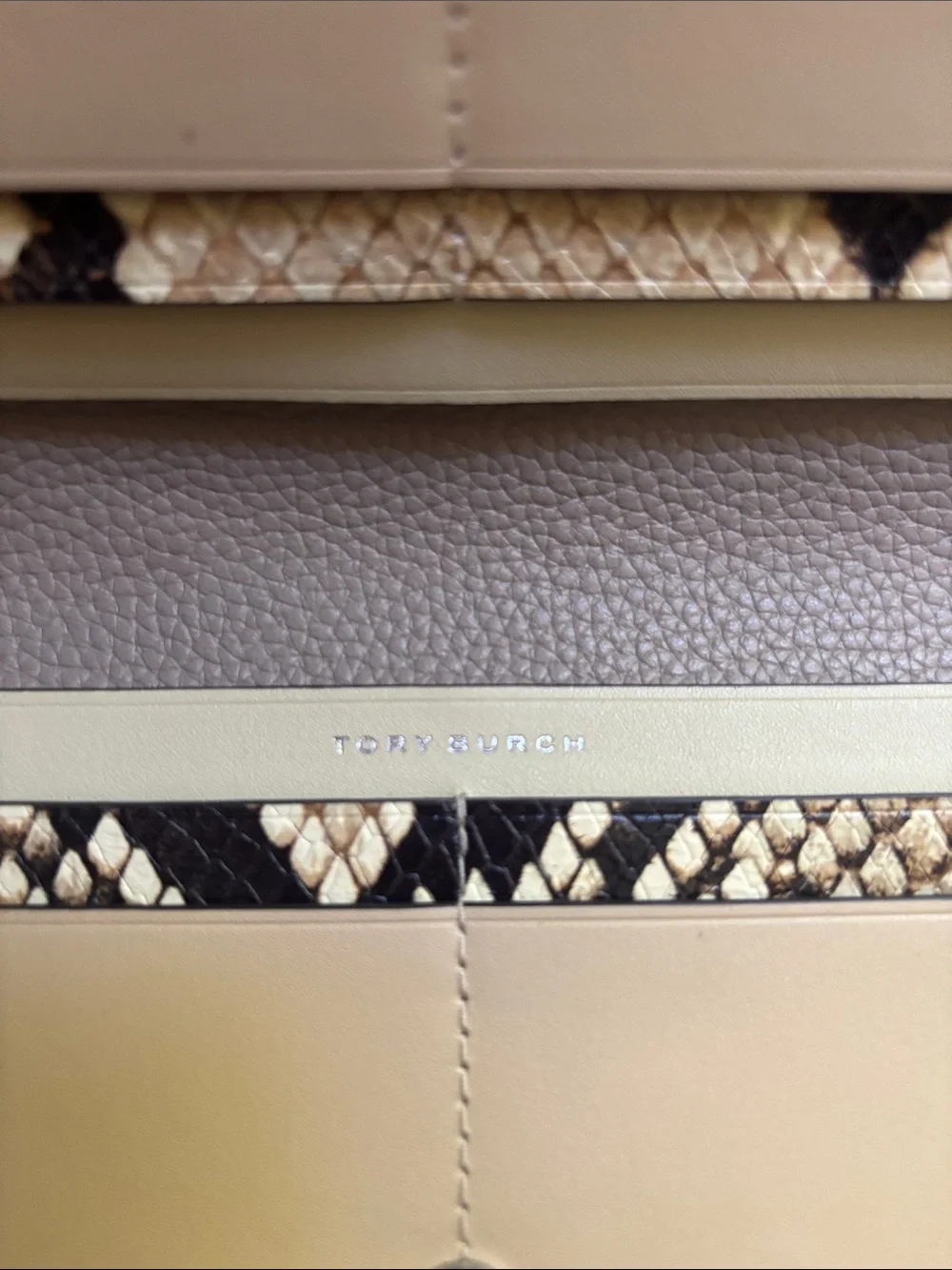 New! Tory Burch Robinson Slim snake embossed Leather wallet